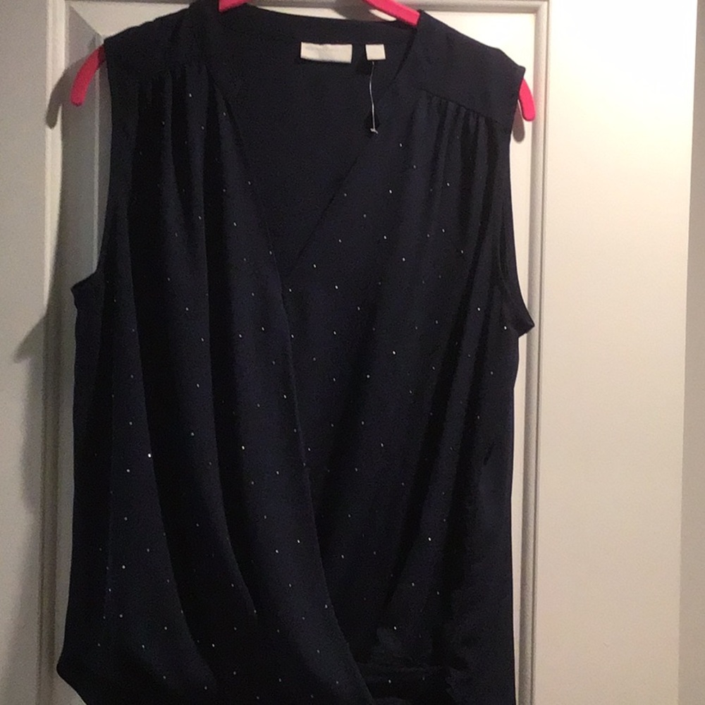 New York and Company navy blue sparkly top. Size medium. Never worn